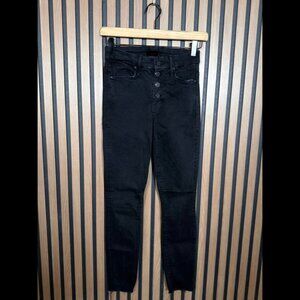 Mother Jeans 24 Womens Black Pixie Ankle Fray Not Guilty Denim Stretch